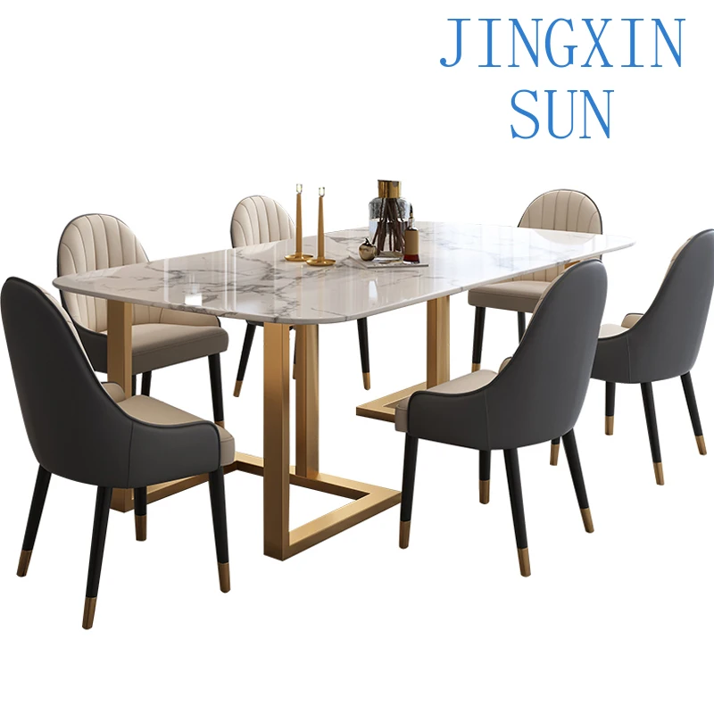 Board Italian minimalist modern minimalist rectangular dining table and chair combination