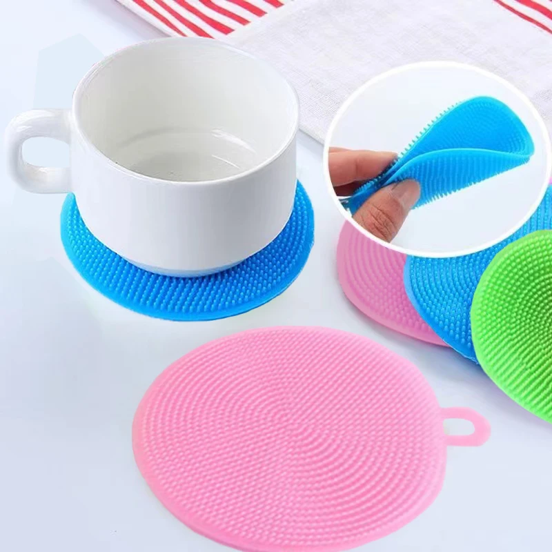 6pcs Silicone coasters, for Nonstick Pots and Pans, Potato Vegetable Fruit Cleaner, Cup Table Pads, Cup Place Mat