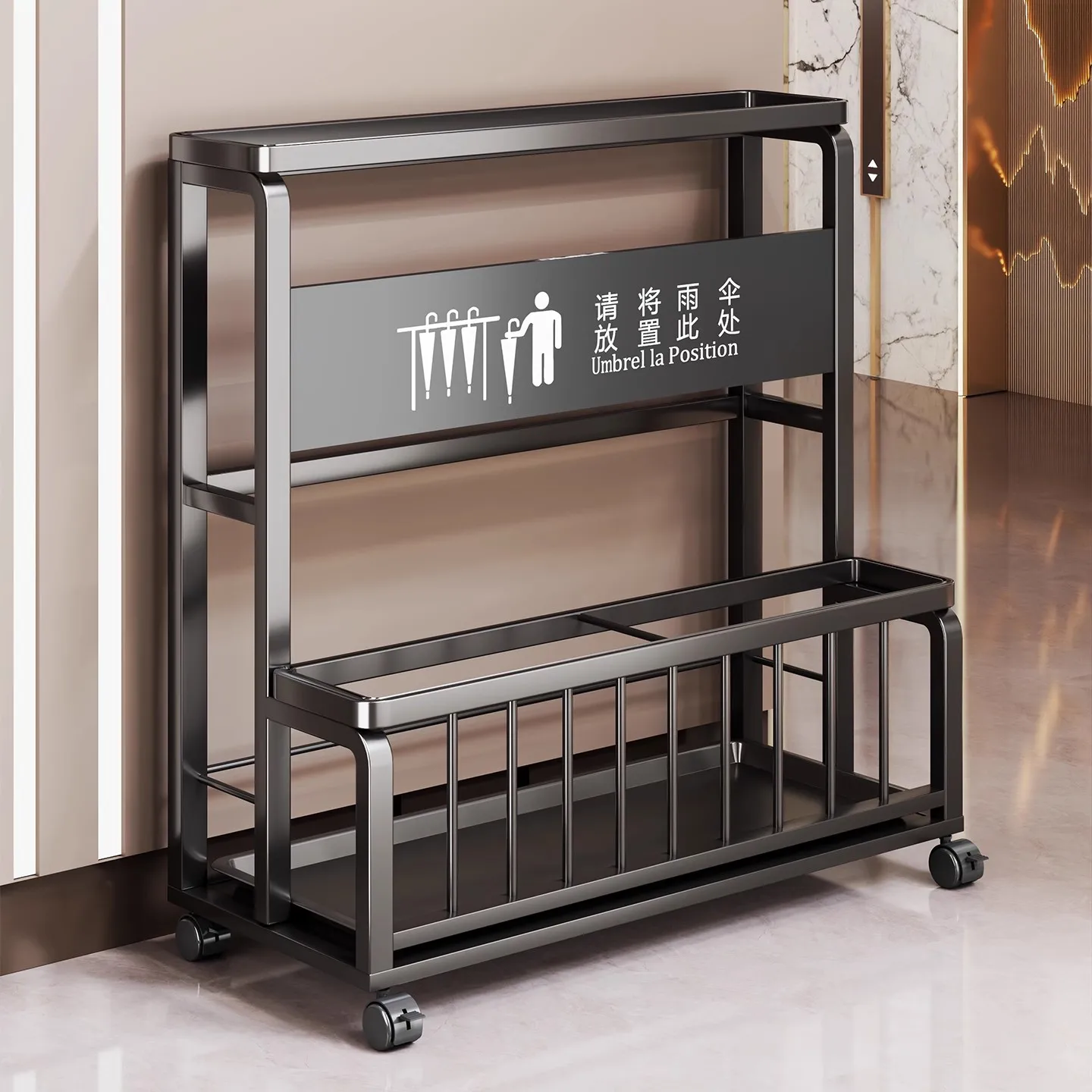 Drainable Commercial Umbrella Stand, Large Capacity Rain Gear Storage Rack For Hotel Lobby Sales Office Business Space