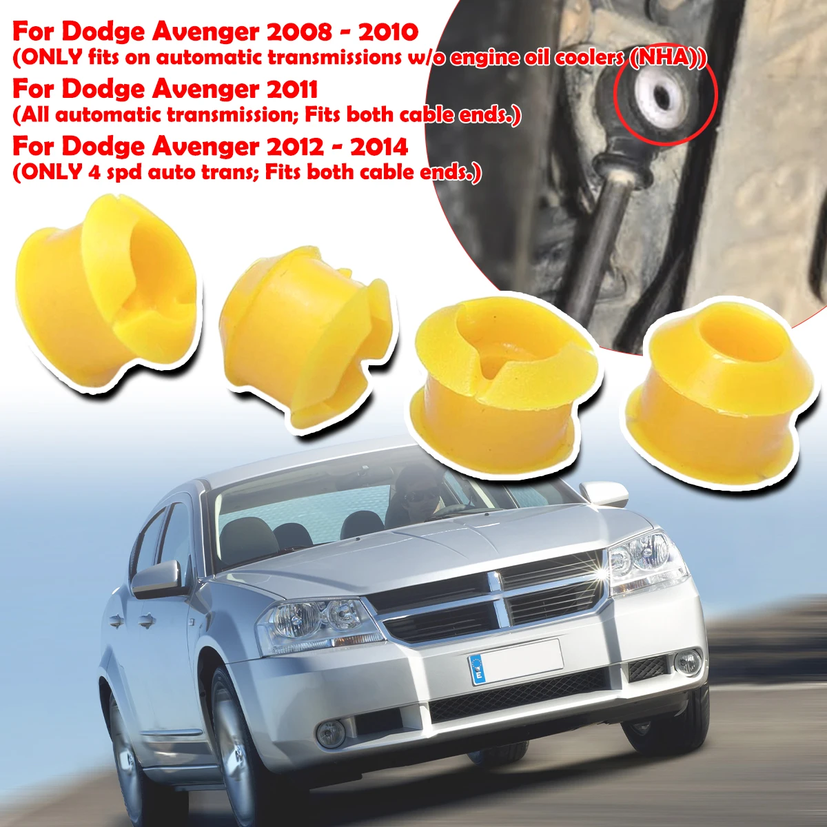 

4pcs Automatic Shifting Fix Gear Selector Lever Linkage Shift Cable Bushing Car Accessories For Dodge Avenger 2008 2009 - 2014