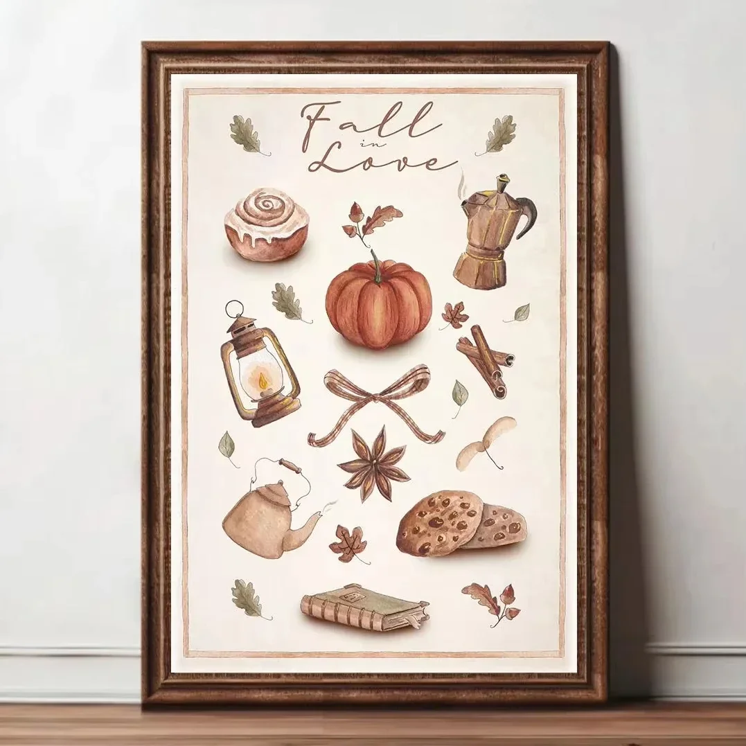 Large-sized 1pc frameless Canvas Painting 1pc Pumpkin Spice poster, Autumn poster, autumn decoration, Pumpkin, Autumn, Farm Fres