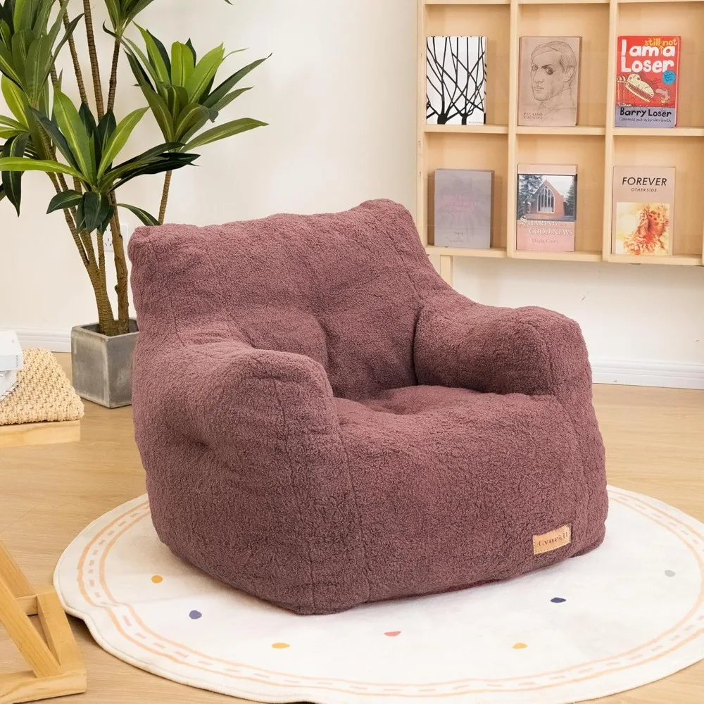 Bean Bag Chair with Filler, Bean Bag Sofa with Tufted Soft Stuffed Filling, Fluffy and Lazy Sofa,for Dorm, Apartment, (Red)