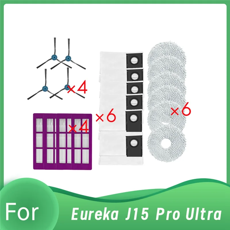 

A69X - Запасные аксессуары для робота-пылесоса Eureka J15 Pro Ultra: боковая щетка, насадка для влажной уборки, фильтр, мешки для сбора пыли. Сверхпрочные, долговечные, долговечные запасные части.