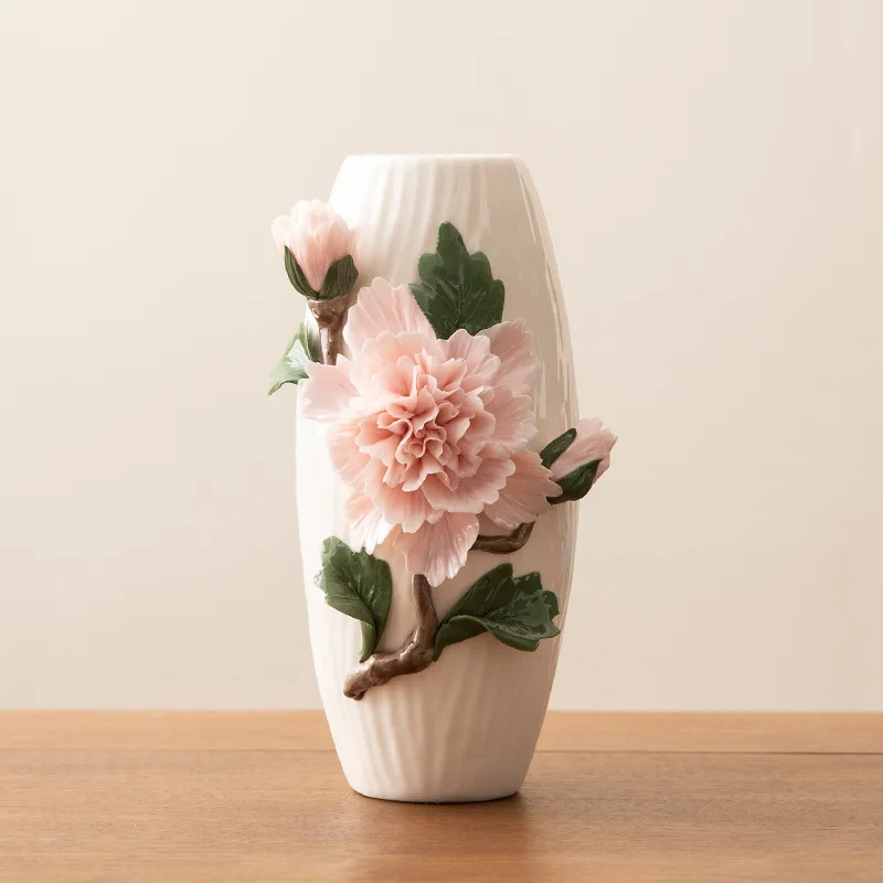 Purely Handmade Jade Ceramic Eco-friendly Matt Glazed Tabletop Flower Vase Modern Design Living Room Home Restaurant Decoration