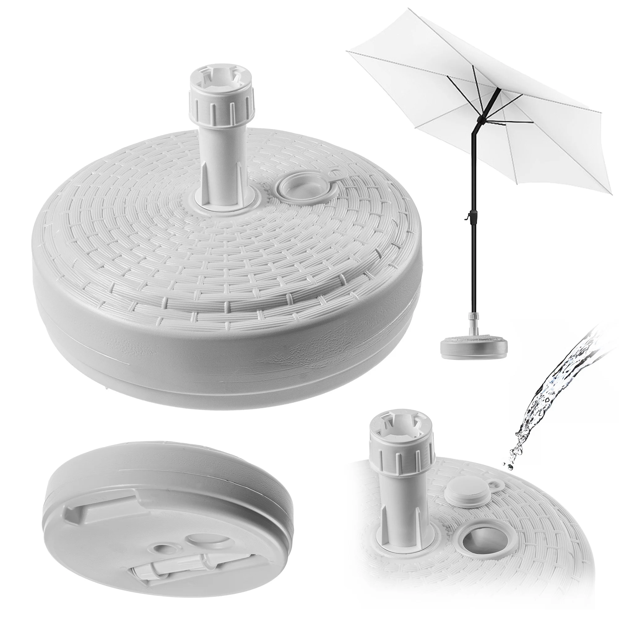 KADAX Parasolvoet Tuinparasolstandaard Rond 39cm Gewicht Wit