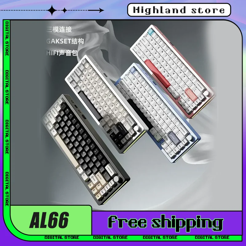 

Keynovo AL66 3Mode Mechanical Keyboard USB/2.4G/Bluetooth Wireless Keyboard Rgb Backlight 67keys Hot Swap Gaming Keyboards Gift