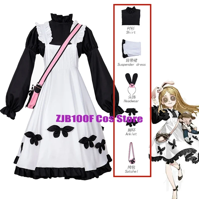 lawson Memory Little Girl Alice Cosplay Game Identity ⅤCostume Rabbit ears Maid Skirt Lolita Dress Wig Outfit for Woman Girl