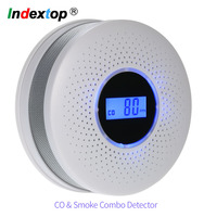 2 in 1 LCD Display Carbon Monoxide & Smoke Combo Detector Battery Operated CO Alarm with LED Light Flashing Sound Warning