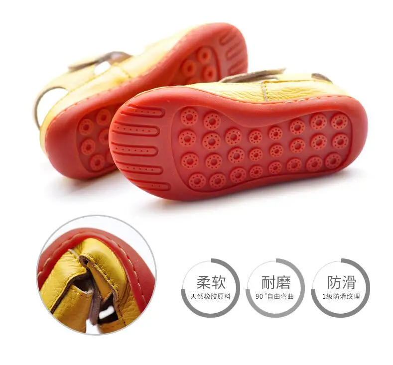 2025 Children Sandals Genuine Leather Sandals Leather Boys Girls Baby Pierced Breathable Comfort Joker Slip Summer New Baotou