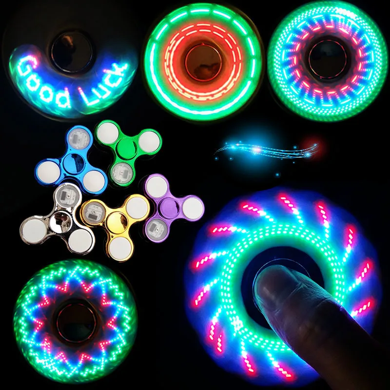 Fidget Spinner lumineux à lumière LED créative, 6 couleurs, changements de main, Golw dans la nuit, jouets anti-Stress pour enfants
