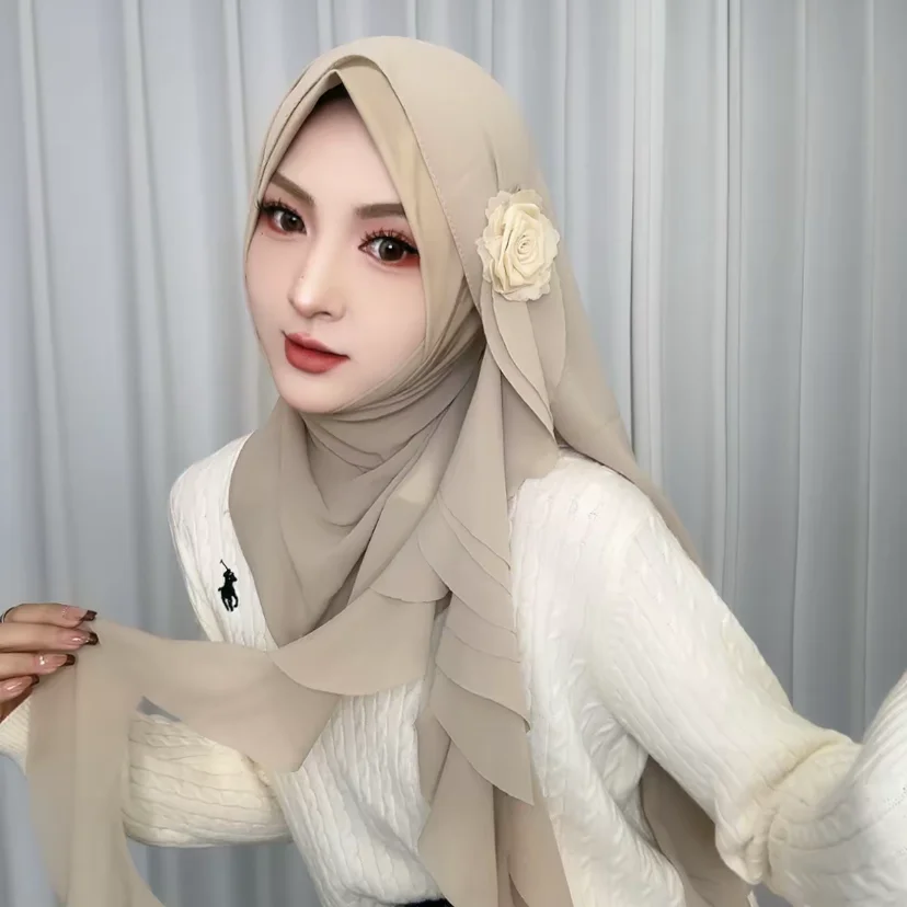 روز زين تصميم الشيفون مسلم الخريف الإناث الجديدة يلتف الحجاب