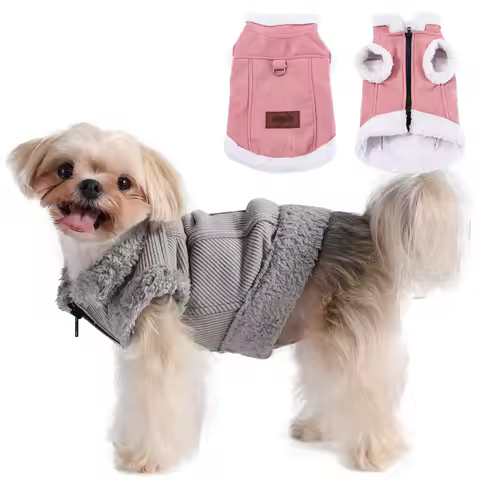 Windproof Pet Clothes Jacket Winter Puppy Vest Coat For Small Medium Dogs Cats Cozy Soft Cat Striped Costumes Schnauzer Clothing