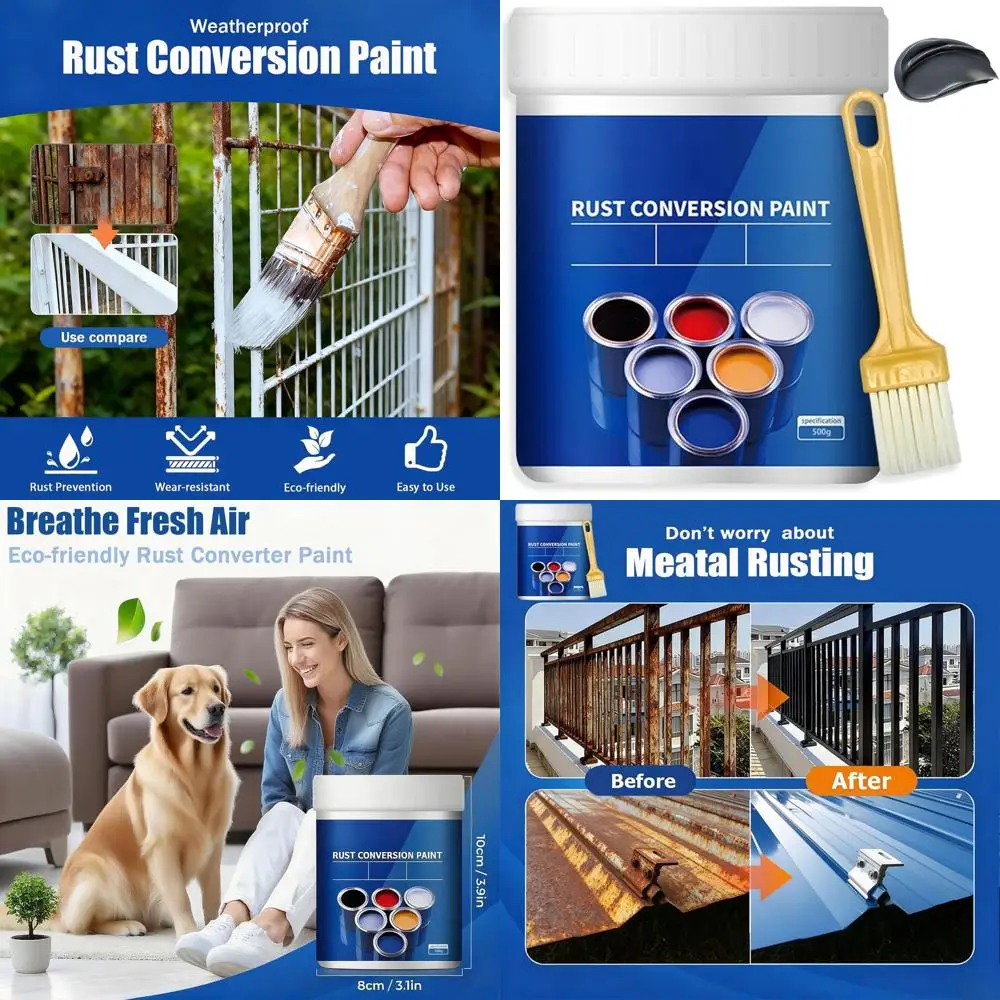 

500g Weatherproof Rust Converter Paint For Metal,4-in-1 Rust Conversion Paint,Rust Remover for Metal and Primer,Water-Based Indu