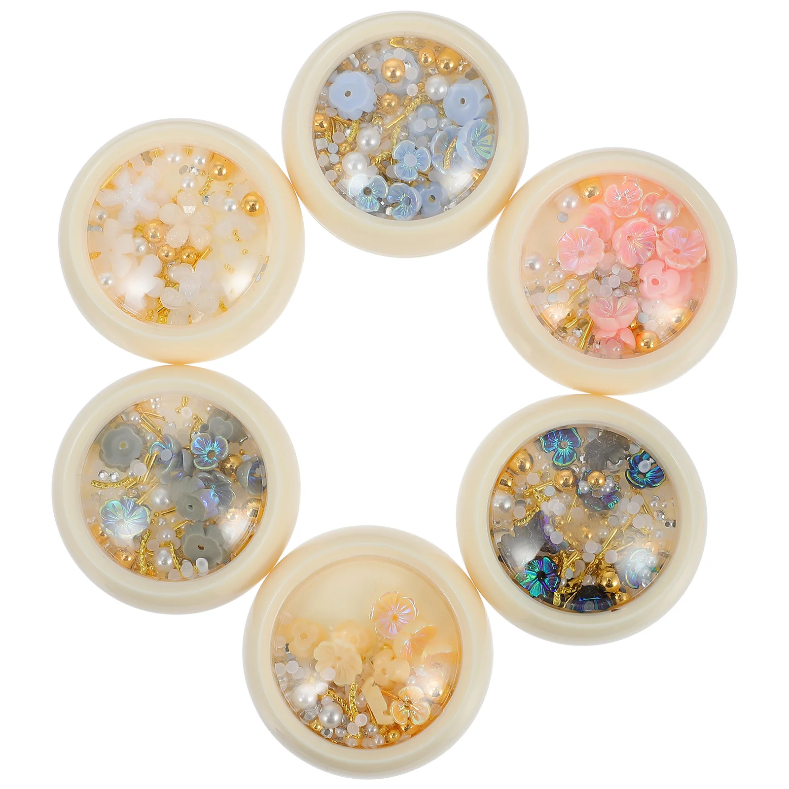 

6 коробок 3D-подвески для дизайна ногтей, смоляные шпильки, креативный маникюр, художественный декор, жемчуг, цветочные украшения, сделай сам, украшение для ногтей, телефонные поделки