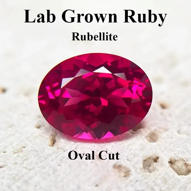 Lab Grown Ruby Rubellite Oval Cut Gemstone Beads for Jewelry Making Materials Selectable Certificate
