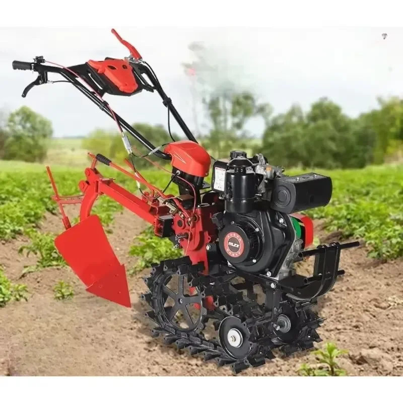 Small Agricultural Electric Chain Track diesel Weeding and Furrowing Micro Tillage Machine Oscillating Multi-GardenTools