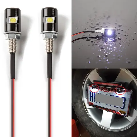 Luz Universal para matrícula, etiqueta, lámpara con perno de tornillo, bombilla LED blanca de 12V, soporte de luz de aluminio impermeable/a prueba de lluvia para Motor de coche