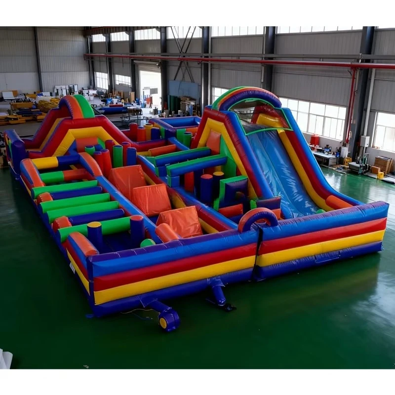 Commercial Outdoor Inflatable Playground Bouncer Park Inflatable Obstacle Bouncy Castle with Slide Inflatable Obstacle Course