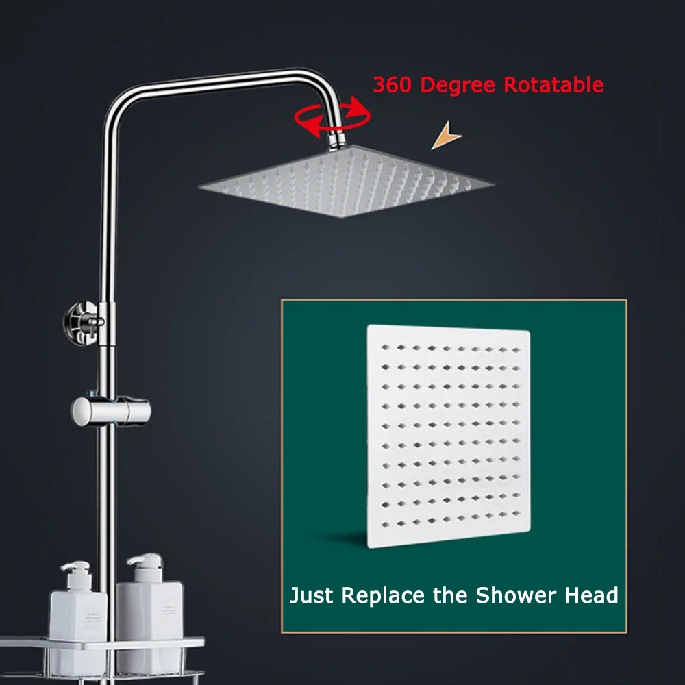 رأس دش الأمطار 12/10/8 بوصة شلال دش رقيقة جدا 201 الفولاذ المقاوم للصدأ مربع دش المطر اكسسوارات الحمام
