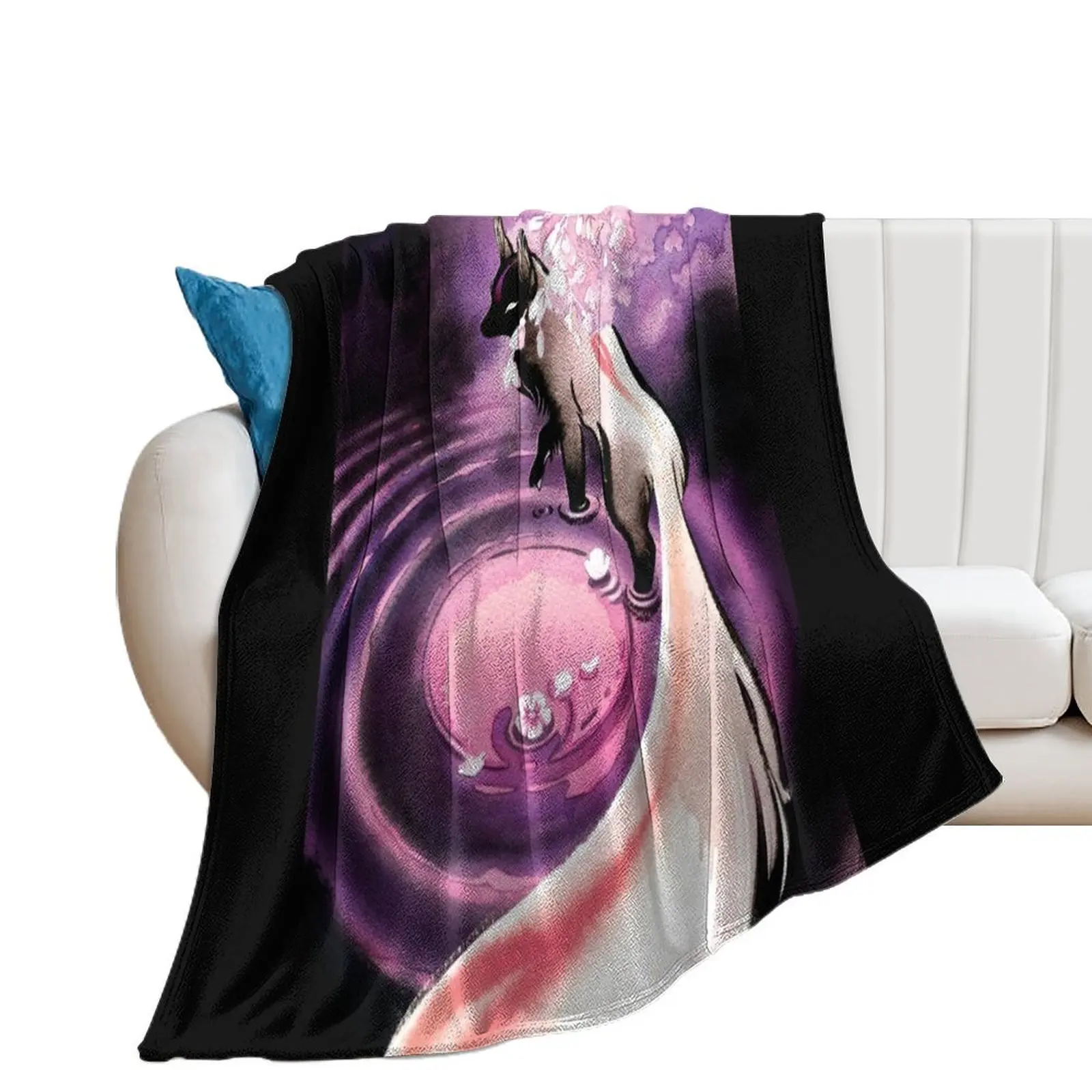 

Rose Moon Sakura Blossom Fox Throw Blanket christmas decoration Retros warm for winter valentine gift ideas Blankets