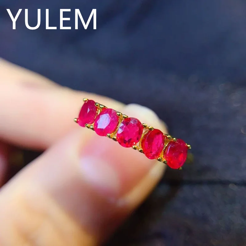 925 Silver Gemstone Engagement Ring for Women Natural Ruby Ring with Certificate Real Ruby Silver Jewelry