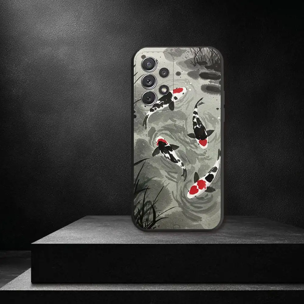 J-Japan 스타일 우키요에 전화 케이스 삼성 S 25,24,23,22,30,21,10,9,Ultra,Plus,Lite,FE,4,5G 블랙 소프트 케이스