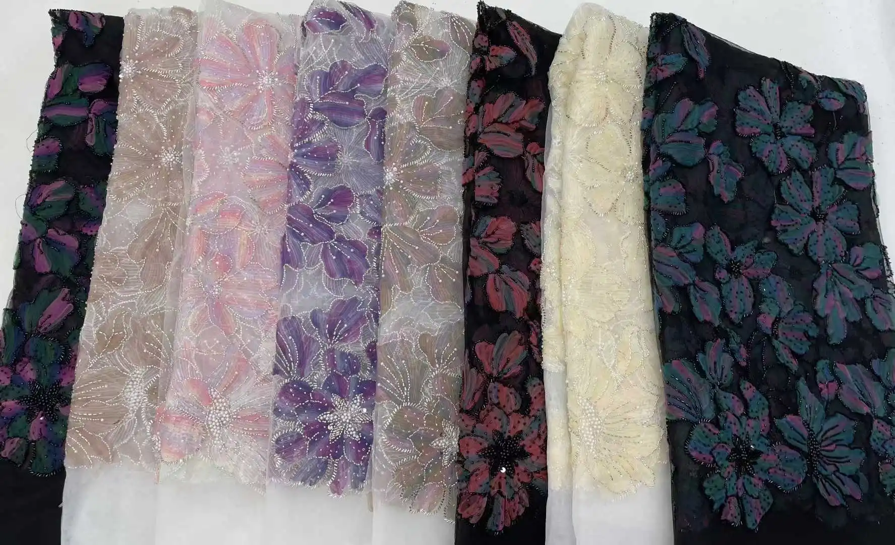 2025 Pizzo netto di tulle francese di lusso con paillettes e perline Tessuto di pizzo ricamato africano nigeriano Tessuto di pizzo per cucire