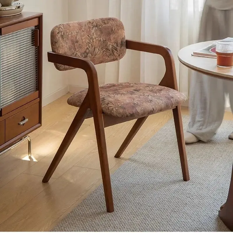 

Обеденный стул из цельной древесины во французском стиле ретро - дизайнерский настольный стул, стул со спинкой середины века для домашней жизни