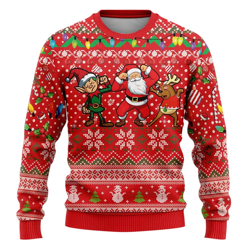 

Santa Claus Pattern Ugly Christmas Sweater Men 3D Printed Snowman Pullover Hoodies New Year Holiday Merry Christmas Sweatshirts