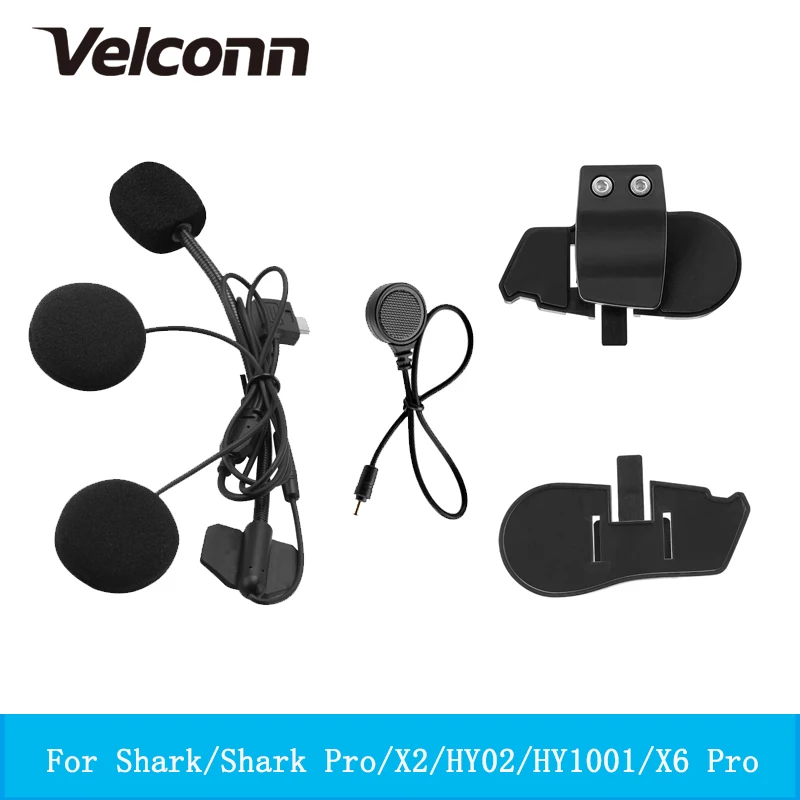 Type-C Helmet Headset With 2 In 1 Mic & Mounting Clip For Velconn Shark/Shark Pro/X6 Pro/X2 Motorcycle Helmet Bluetooth Intercom