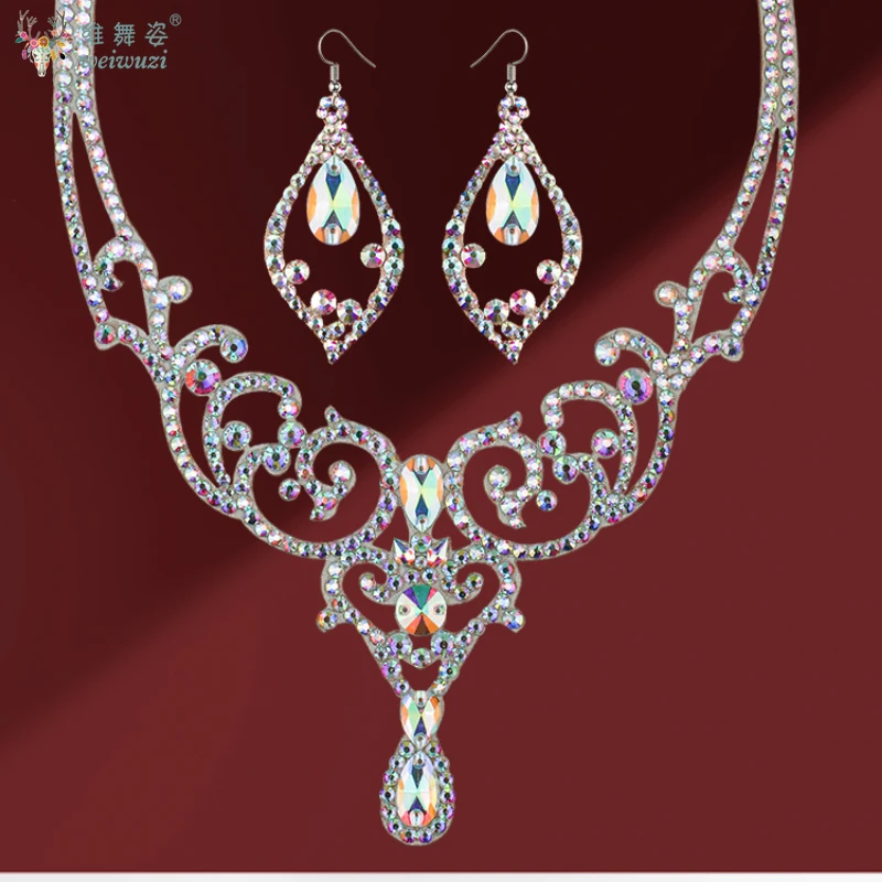 Acessórios de desempenho de dança moderna personalizado high-end luxo ab pedras colar ornamento de competição de dança do ventre