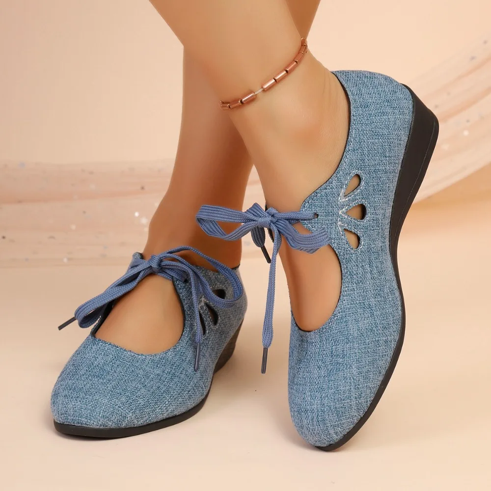 Women Flats Fashion Shallow Solid Lace Up Loafers 2026 Spring Autumn Outdoor Shoes Comfort Soft Soled Casual Female Sneakers