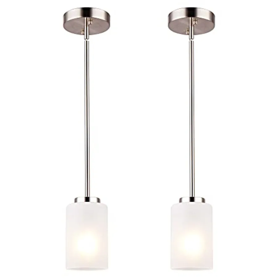

1-Light Mini Pendant Light Fixtures, Industrial Chandelier Hanging Ceiling Light with Shades, Adjustable Height, Brushed Nickel