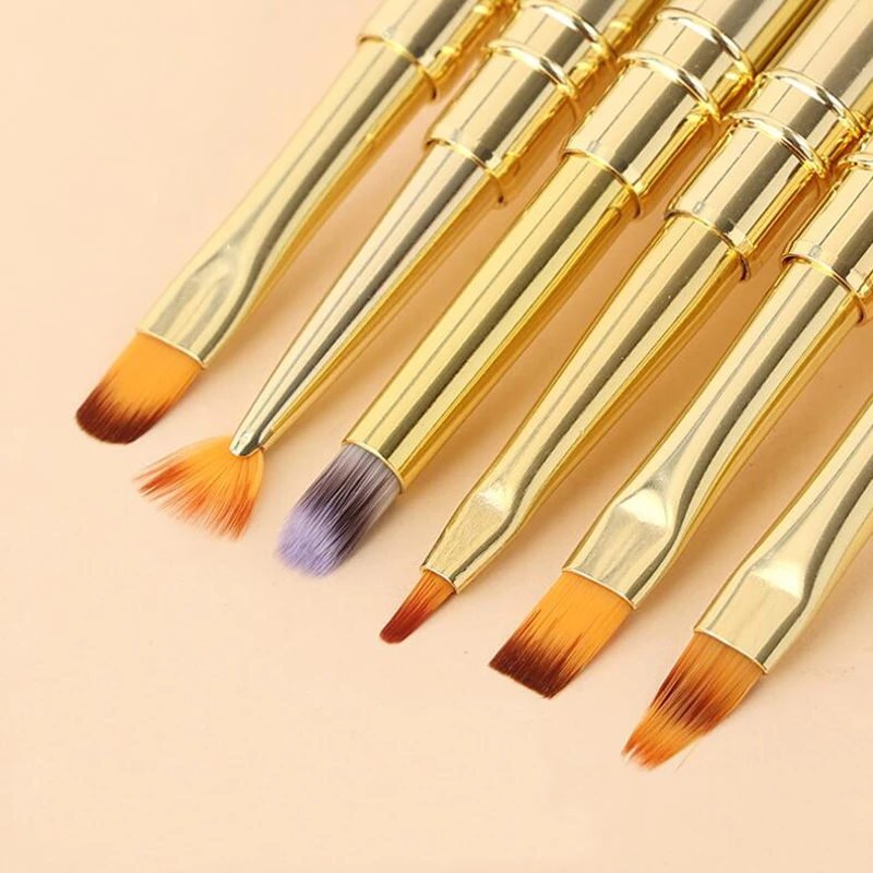 

Новый набор кистей для дизайна ногтей, 11 шт., золотая металлическая ручка для маникюра, кисть для ногтей, секторная кисть для ногтей, плоская ручка для лечения ногтей, инструменты для дизайна ногтей, аксессуар для дизайна ногтей