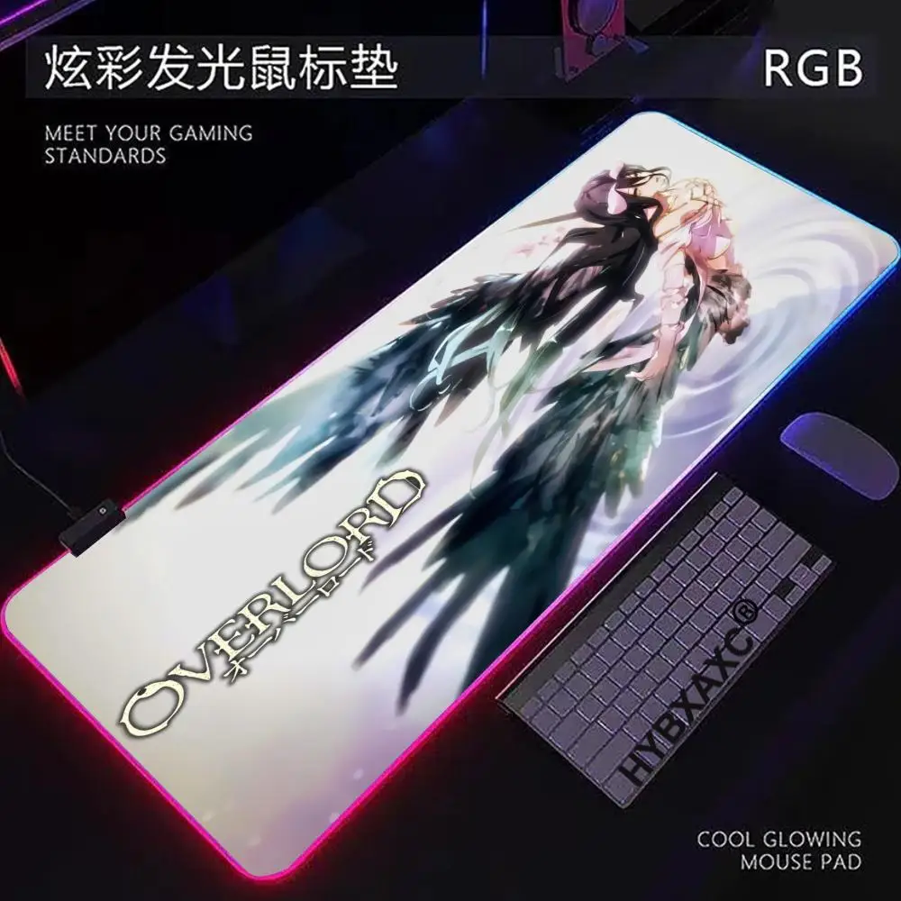 

RGB LED HD Anime O-OverlordS Albedo Mouse Pad Non-slip Rubber Gamer Balance Computer Mat Decoracion Deskmat Laptop Office Large