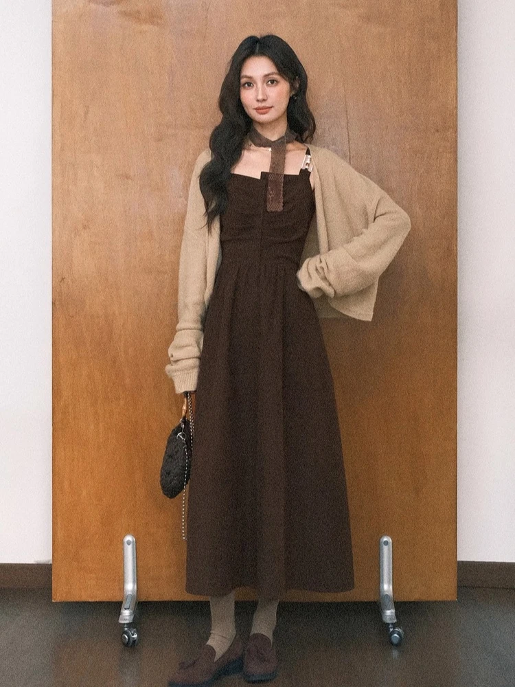 ALXNAN женский вязаный кардиган, новинка 2025, осень, эластичный ребристый манжет, мягкая ткань, универсальный короткий нежный кардиган с запахом LXN31158