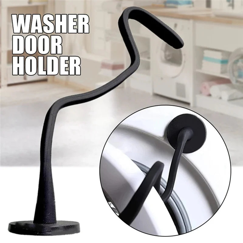 BAAG-Türstütze für Frontlader-Waschmaschine, flexible Türstütze für Waschmaschine und Trockner. Halten Sie die Tür des Waschmaschinentrockners öffnen, um trocken zu bleiben – Schwarz