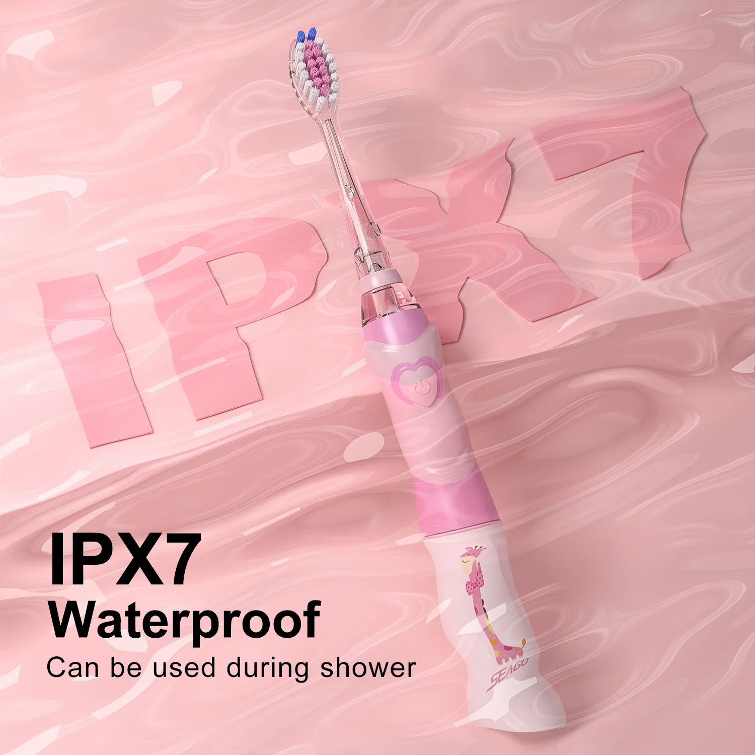 SEAGO Children Electric Toothbrush Kids Battery with Colorful LED Waterproof Sonic Brush Soft Bristles Teeth Cleaning Oral Care
