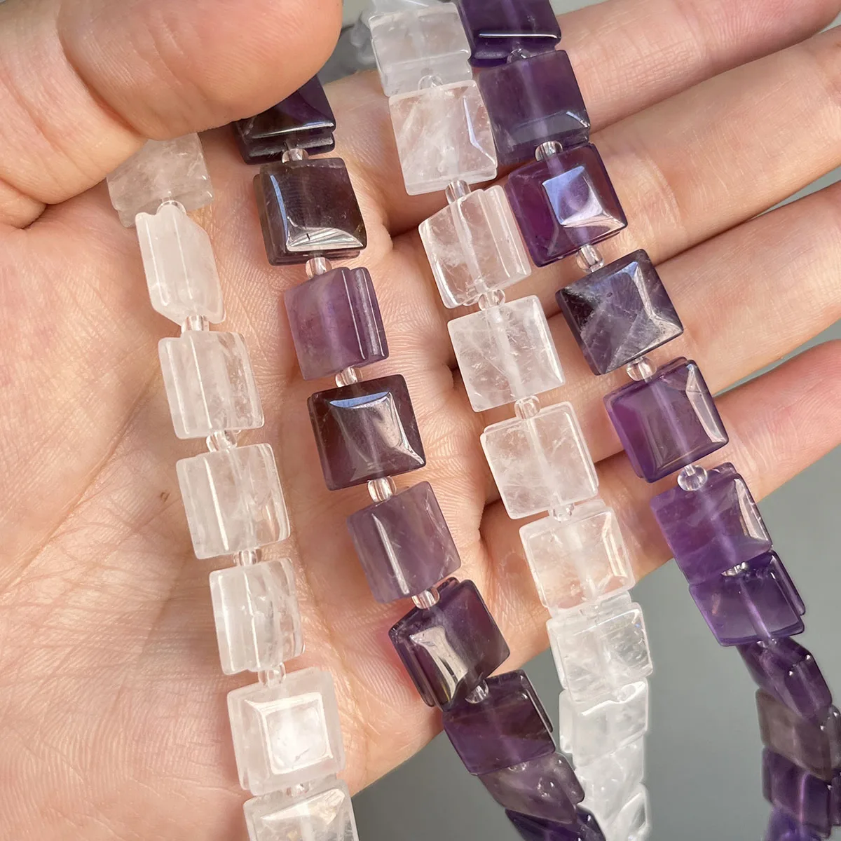 10mm Natürliche Amethyst Quadratische Flache Perlen Lose Perlen für DIY-Schmuck, Geschenke, Zubehör, Großhandel