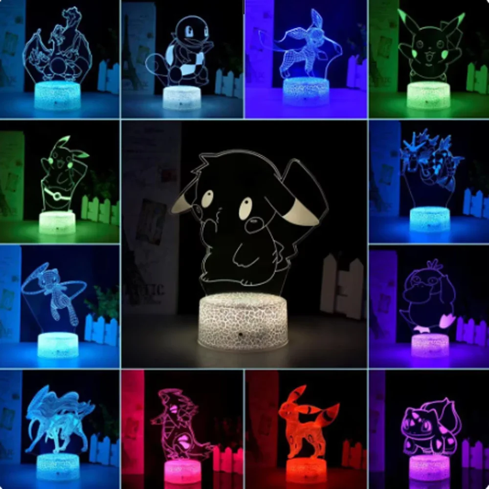 

New Pokemon Pikachu 3D Night Light Cute Anime Soft Light Bedroom Bedside LED Light Room Decoration Kawaii Dute Desk Decoration