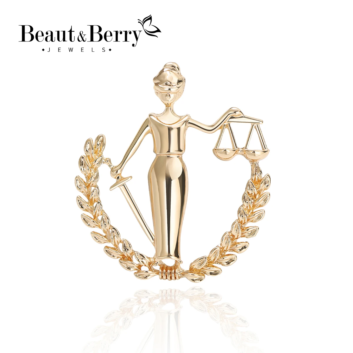 Golden Libra Brooches for Women Fairness Justice Goddess Pin Multicolor Available Party Accessories Gifts