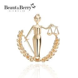 Golden Libra Brooches for Women Fairness Justice Goddess Pin Multicolor Available Party Accessories Gifts