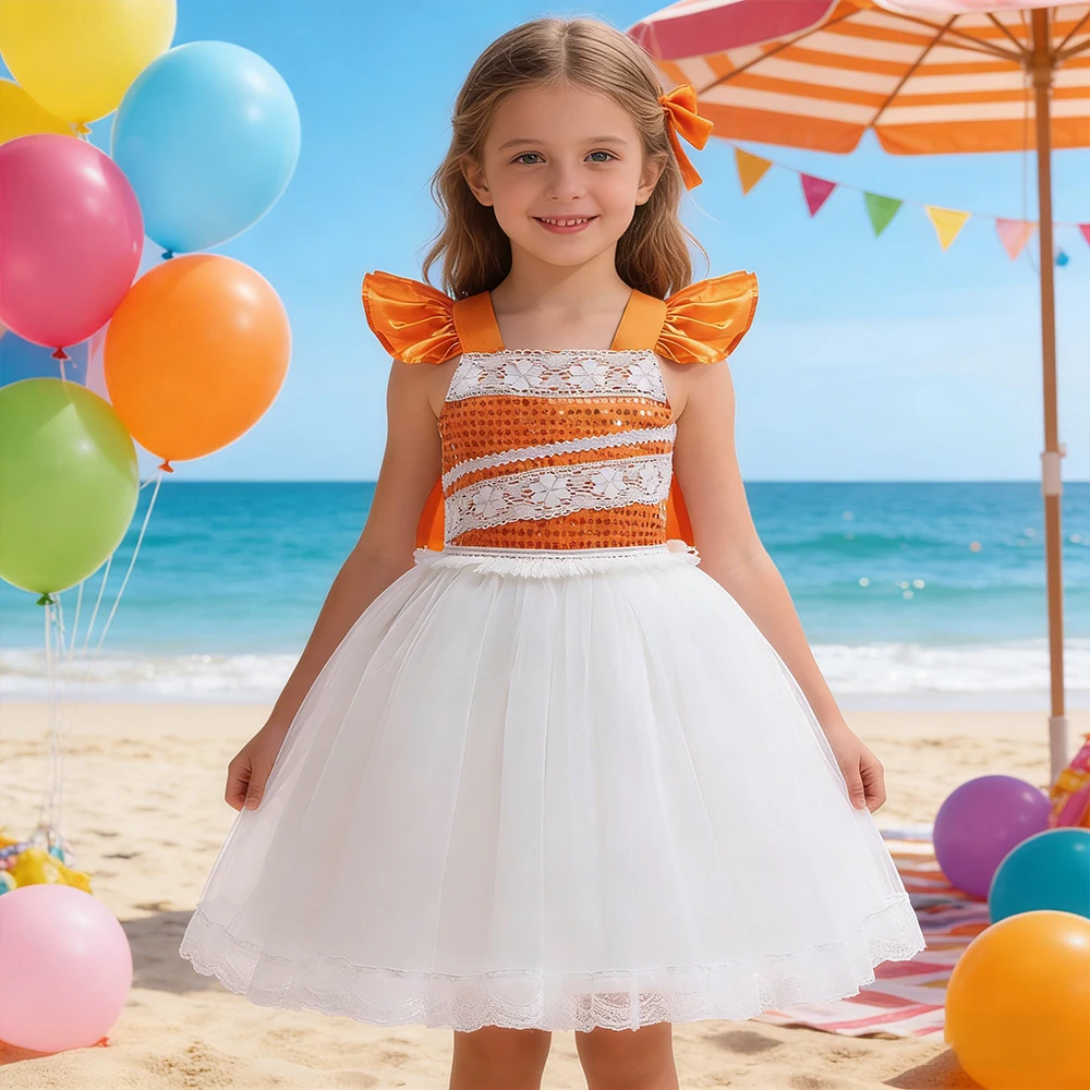 

Summer Lace Princess Dress Fashion Sequin Mesh Girls Party Dresses For Birthday Costume Vestidos Kids Girl Clothes 3-10 Years