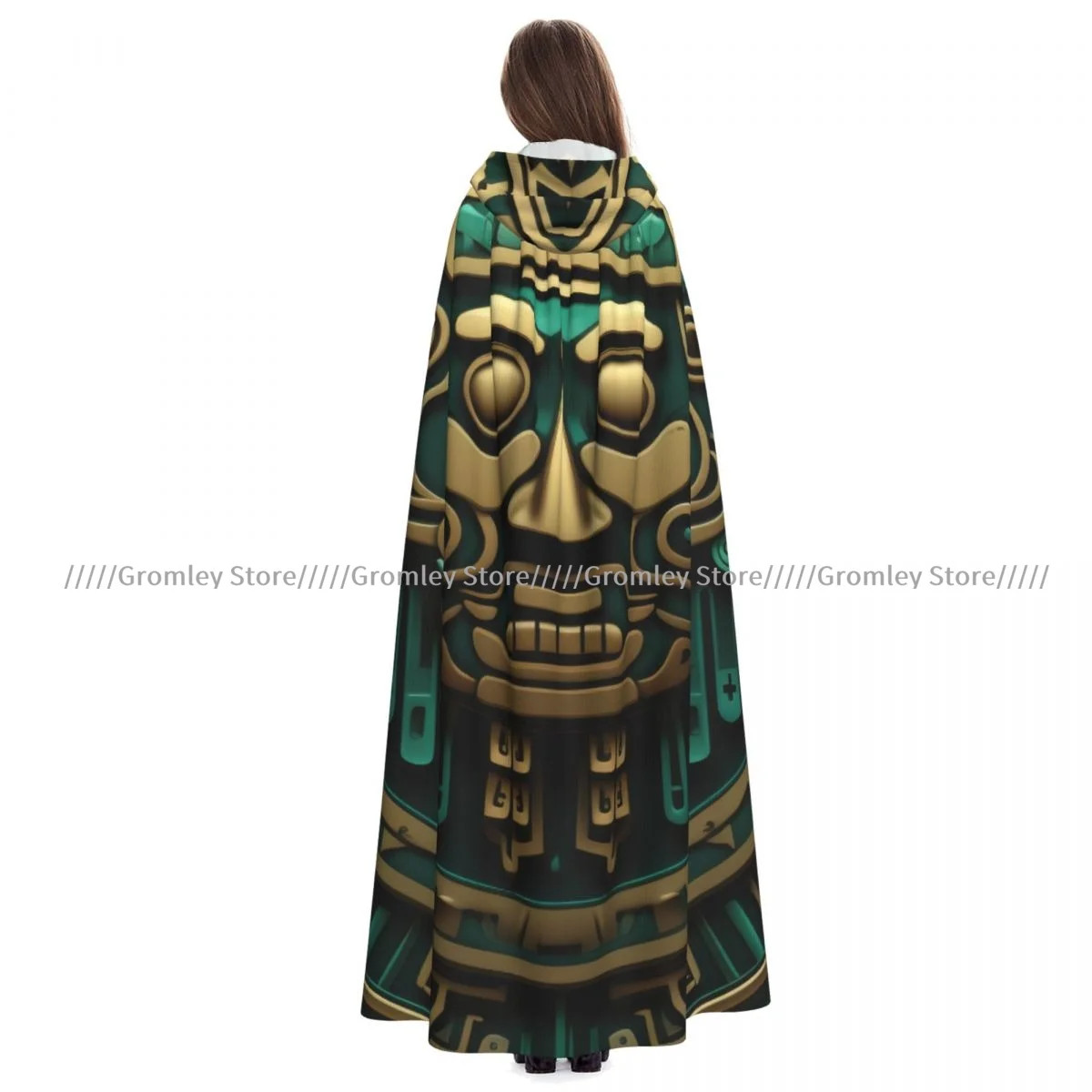 

Длинный халат ведьмы с капюшоном, маска ацтека, плащ на Хэллоуин, костюмы для косплея для взрослых