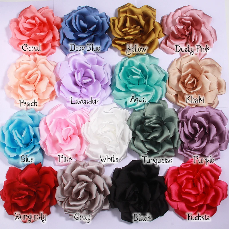 2Pcs 14cm Chiffon Organza Fabric Rose Flowers Wedding Dress Girls Clothing Headwear Decoration DIY for Hair Headbands Accessory