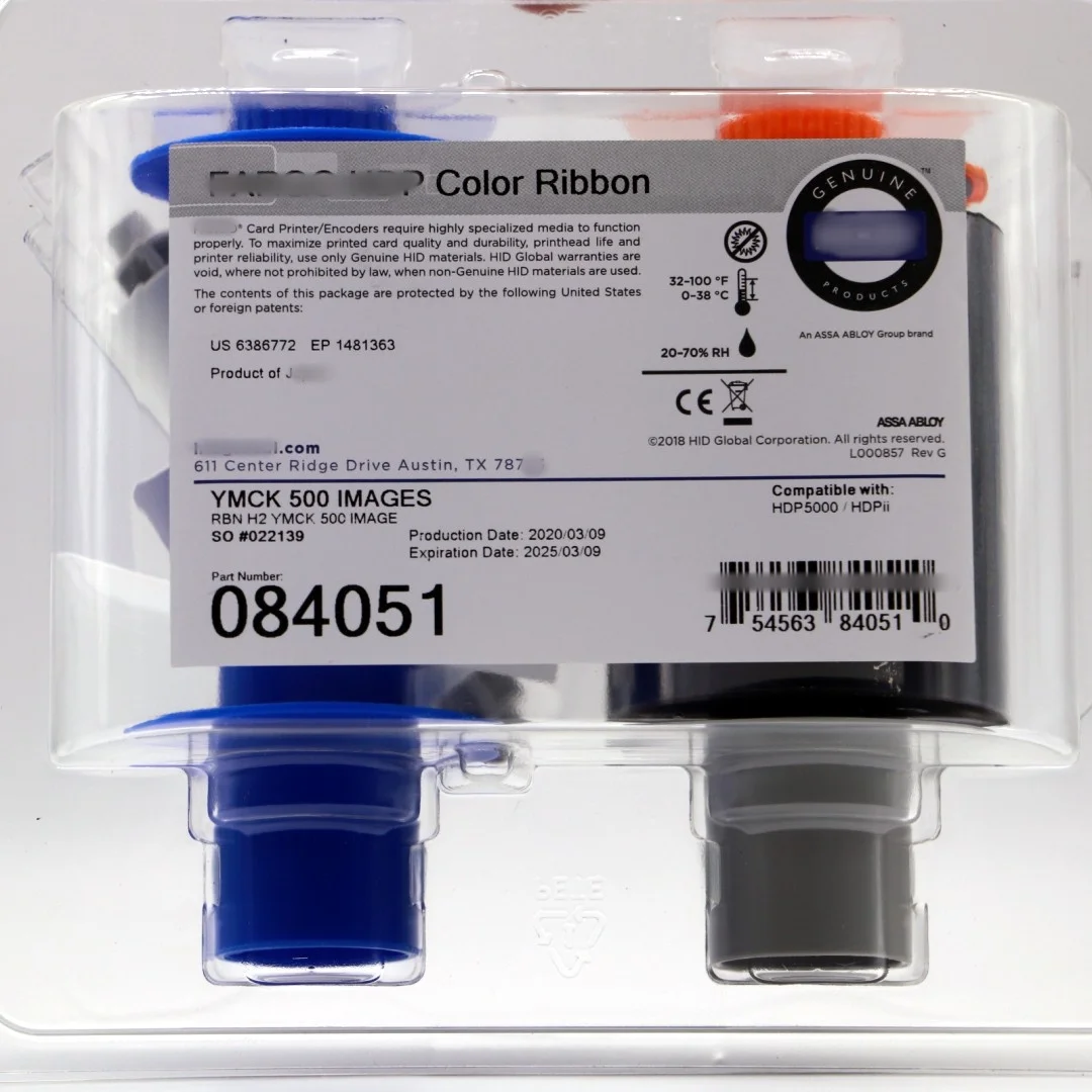 Original 084051 Fita Colorida Ymck para Impressora de Cartões Hidfargo Hdp5000