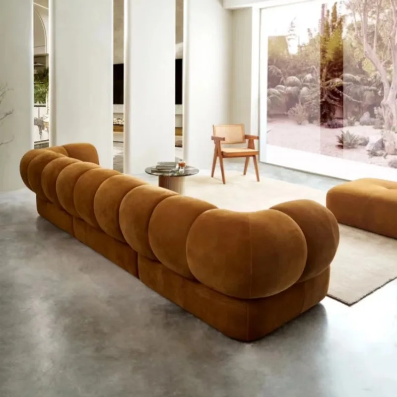 أريكة إيطالية بسيطة على شكل يقطين على الطراز الكريمي الشمالي لغرفة المعيشة الإبداعية #4