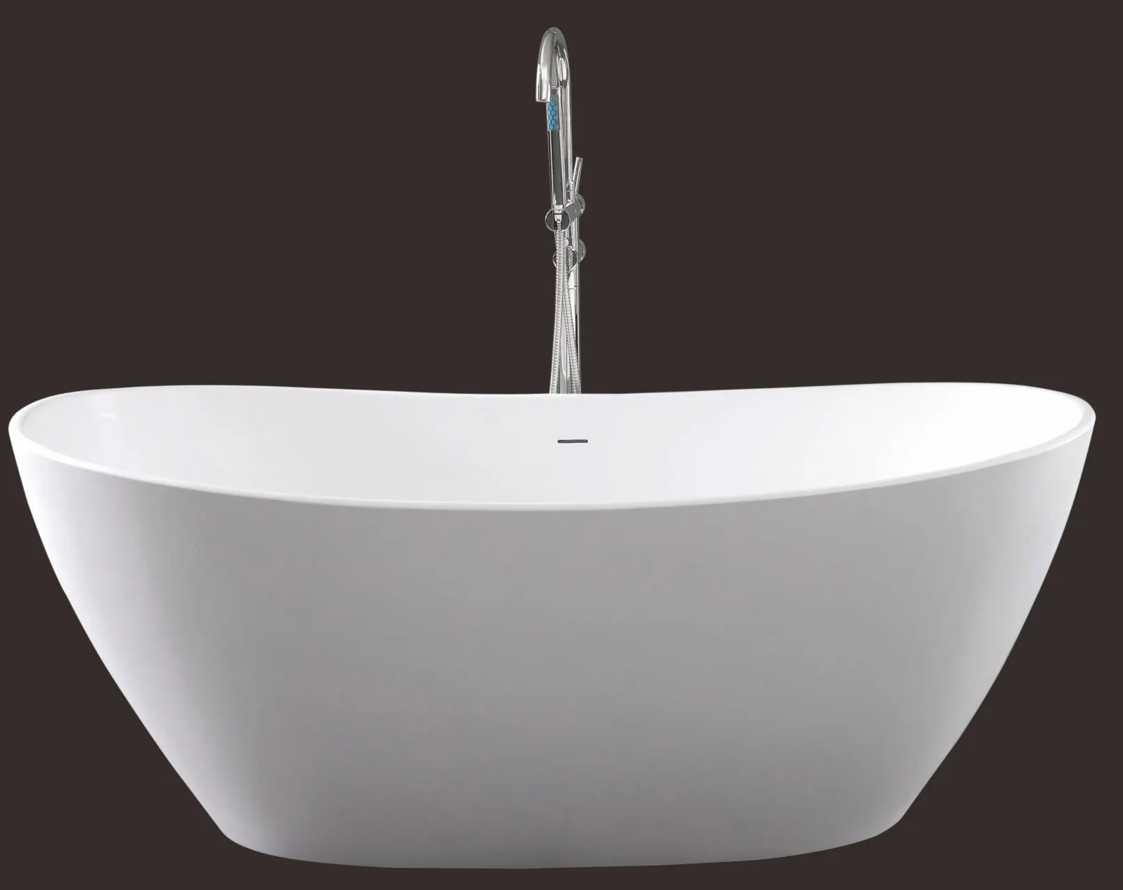 Modern White Composite Stone Bathtub Solid Surface Hotel Villa Resin Bath Tub Soaking Oval Option For Modern Designs