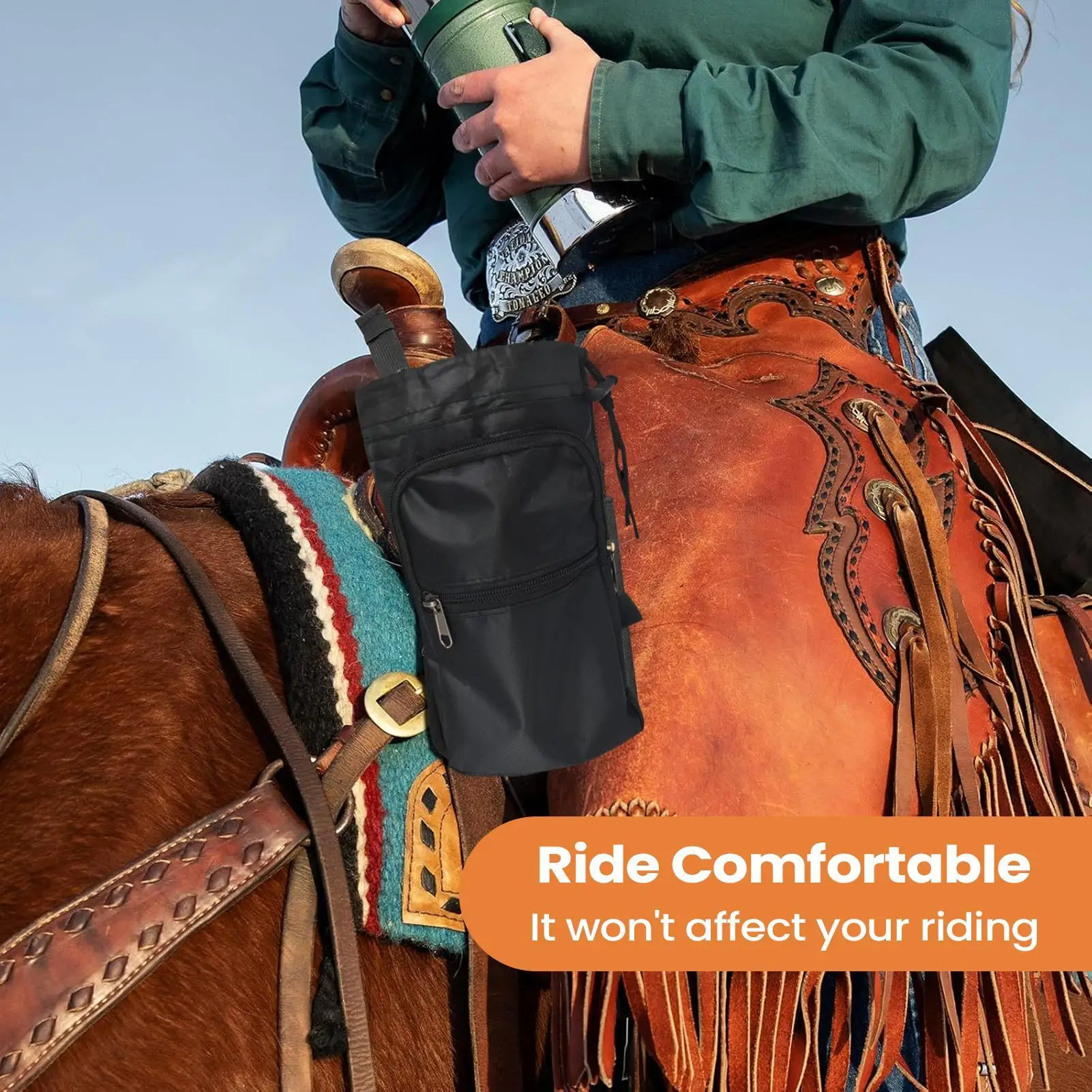 

Седельные сумки для лошади для бутылок с несколькими карманами, товары для улицы с регулируемыми пряжками, сумка для верховой езды для упражнений, тренировок на пляже