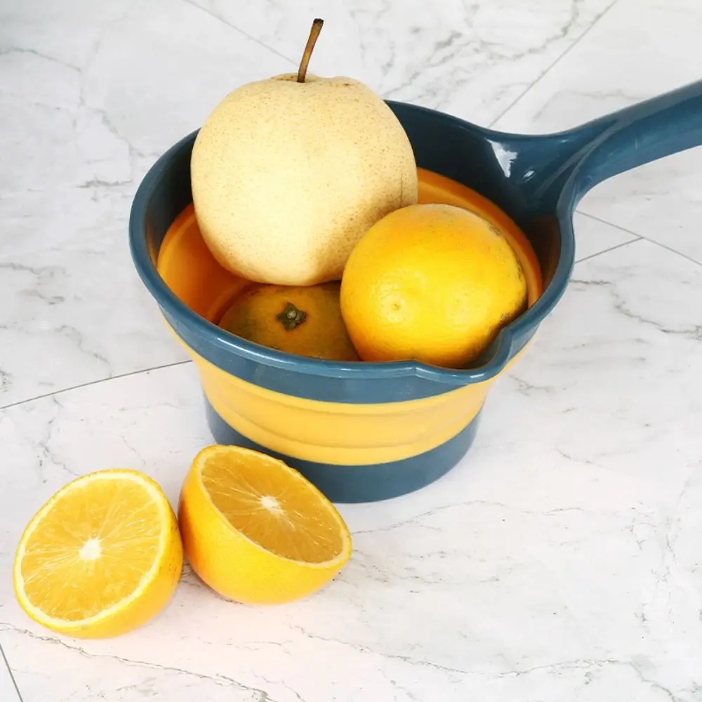 Creative Folding Water Scoop Suspensible Portable Collapsible Bath Scoop Long Handle Ergonomic Grip Fruit Washing Scoop